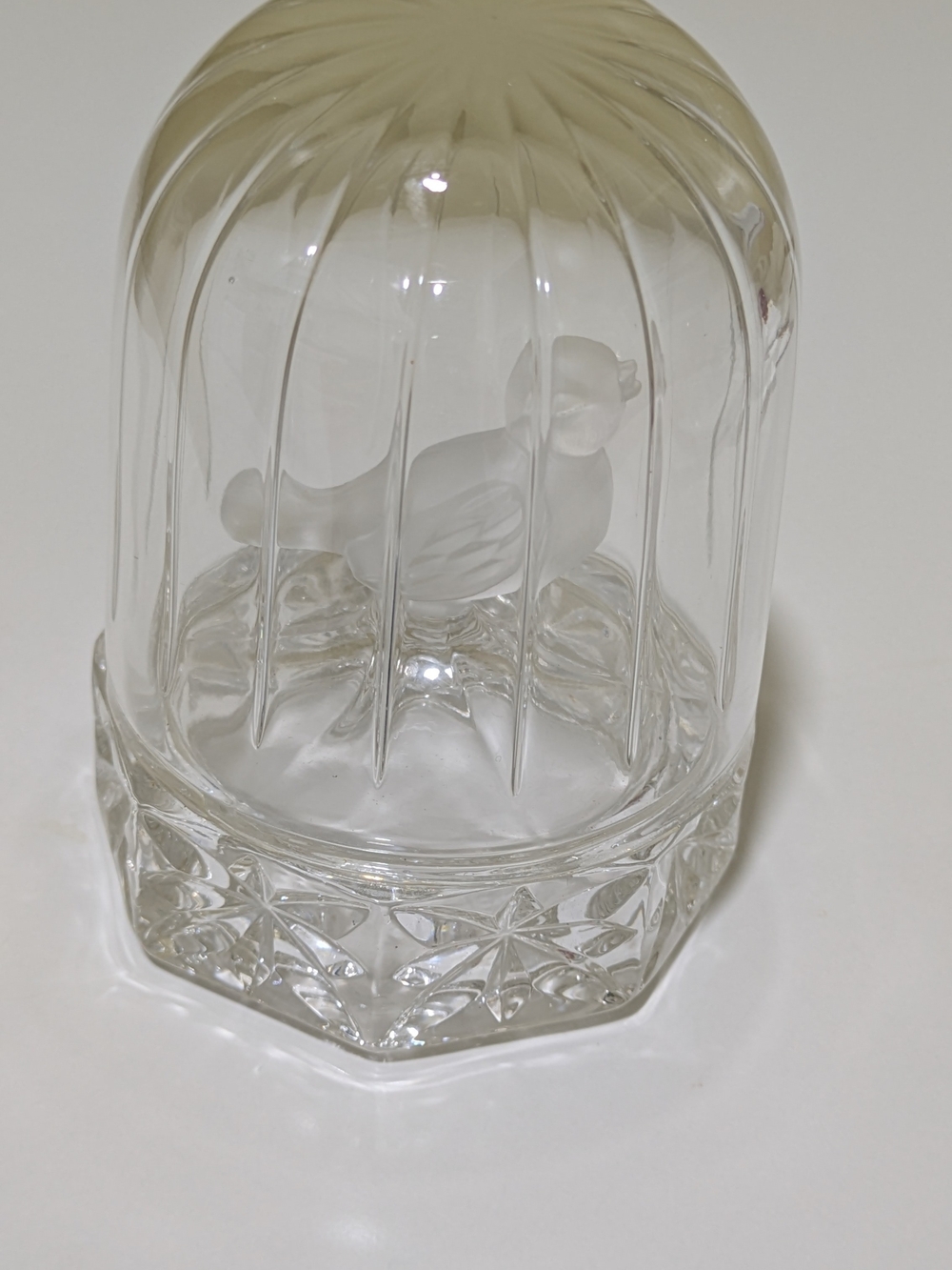 Hofbauer Crystal Bird In Domed Glass Cage Brydes Collection